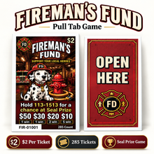 Load image into Gallery viewer, $2 Pull Tab Game – Fireman's Fund – $200 | 285 Count