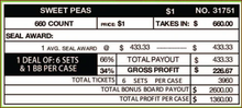 Load image into Gallery viewer, $1  Pull Tabs - Bonus Board - Sweet Peas - 660 Count