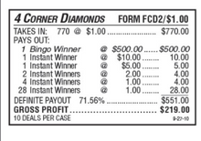 Load image into Gallery viewer, $1 Bingo Pull Tabs – 4 Corner Diamond – Daub & Seal Game | 770 Count | $500 Top Prize