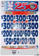 Load image into Gallery viewer, $1 Instant Pull Tabs – USA 250 – $300 Top Prize | 4,000 Count
