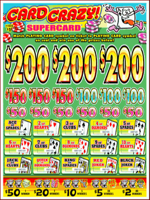 Card Crazy Cash Board Pull Tabs | 2688 Tickets | $1 Game